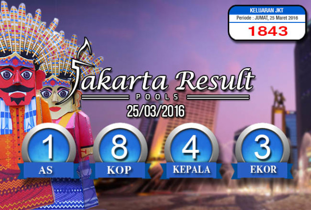 HASIL JAKARTA POOLS – JUMAT 25 MARET 2016