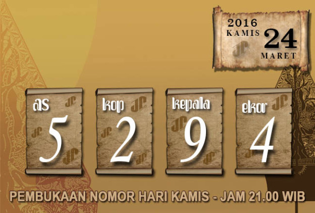 HASIL JOWOPOOLS – KAMIS 24 MARET 2016 – JAM 21.00 WIB