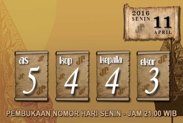 HASIL JOWOPOOLS – SENIN 11 APRIL 2016 – JAM 21.00 WIB