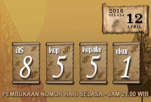 HASIL JOWOPOOLS – SELASA 12 APRIL 2016 – JAM 21.00 WIB