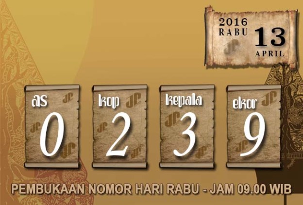 HASIL JOWOPOOLS – RABU 13 APRIL 2016 – JAM 09.00 WIB