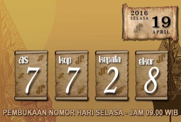 HASIL JOWOPOOLS – SELASA 19 APRIL 2016 – JAM 09.00 WIB