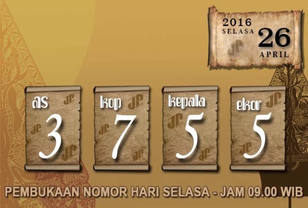 HASIL JOWOPOOLS – SELASA 26 APRIL 2016 – JAM 09.00 WIB