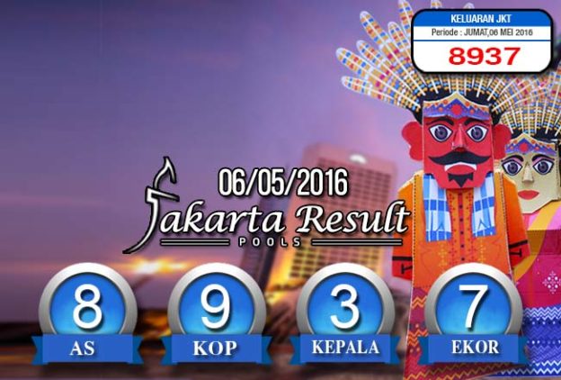 HASIL JAKARTA POOLS – JUMAT 06 MEI 2016