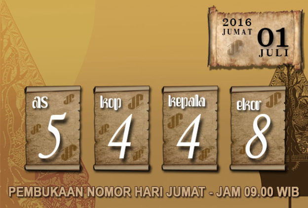 HASIL JOWOPOOLS JUMAT 01 JULI 2016 JAM 09.00 WIB