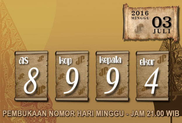 HASIL JOWOPOOLS MINGGU 03 JULI 2016 JAM 21.00 WIB