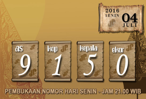 HASIL JOWOPOOLS SENIN 04 JULI 2016 JAM 21.00 WIB